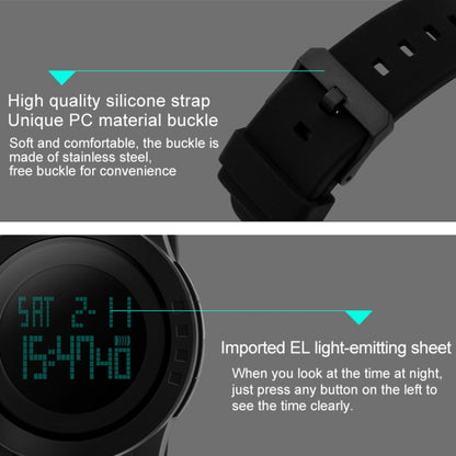 SKMEI 1142 Multifunctional Men Outdoor Sports Noctilucent Waterproof Silica Gel Digital Watch