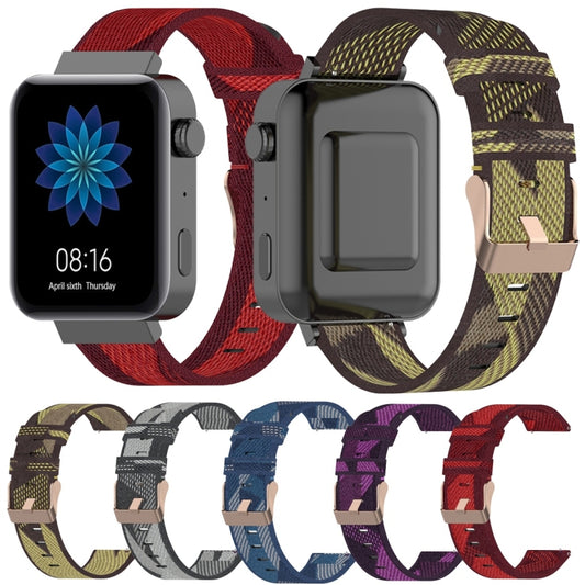 سوار معصم من النايلون بنمط مخطط مقاس 18 مم لساعة Xiaomi Mi Watch وGarmin Vivomove 3s / Vivoactive 4s