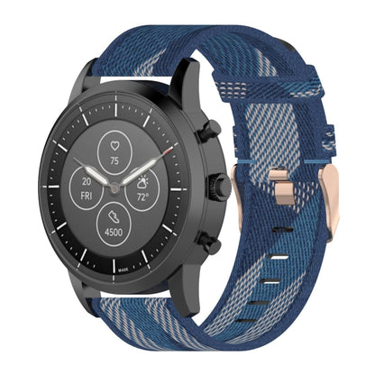 سوار معصم من النايلون المخطط مقاس 22 مم لساعة Fossil Hybrid Smartwatch HR، للرجال من الجيل الرابع Explorist HR وSport