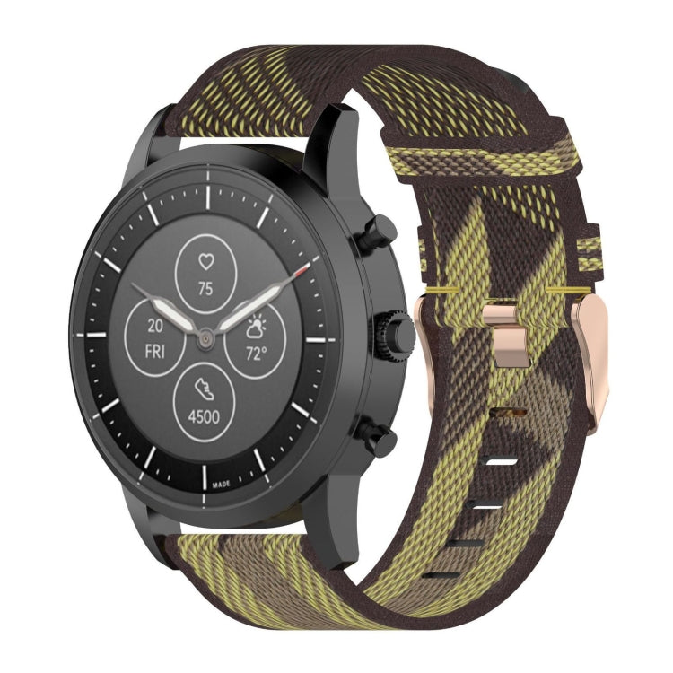 سوار معصم من النايلون المخطط مقاس 22 مم لساعة Fossil Hybrid Smartwatch HR، للرجال من الجيل الرابع Explorist HR وSport