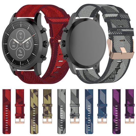 سوار معصم من النايلون المخطط مقاس 22 مم لساعة Fossil Hybrid Smartwatch HR، للرجال من الجيل الرابع Explorist HR وSport
