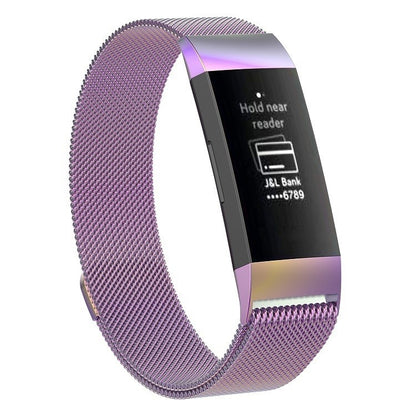سوار ساعة مغناطيسي من الفولاذ المقاوم للصدأ لساعة FITBIT Charge 3، المقاس: صغير، 187 × 18 مم