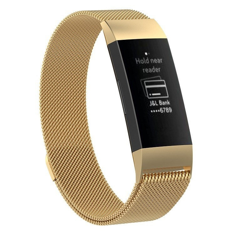 سوار ساعة مغناطيسي من الفولاذ المقاوم للصدأ لساعة FITBIT Charge 3، المقاس: صغير، 187 × 18 مم