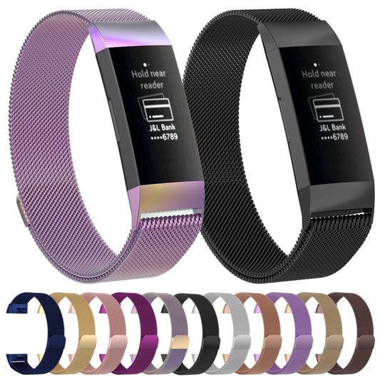 سوار ساعة مغناطيسي من الفولاذ المقاوم للصدأ لساعة FITBIT Charge 3، المقاس: صغير، 187 × 18 مم