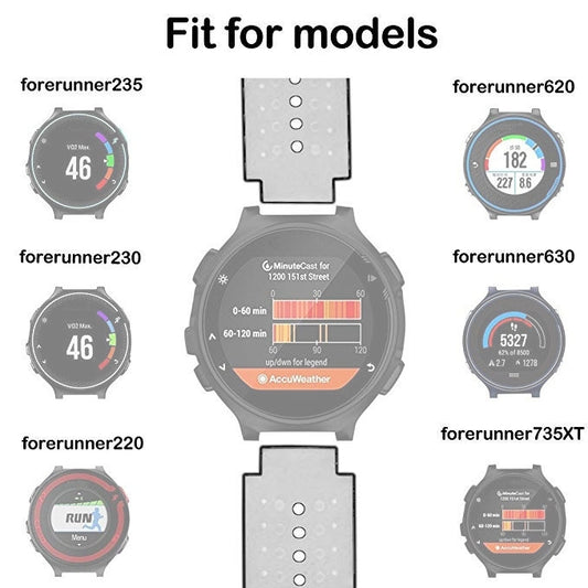 سوار ساعة رياضي من السيليكون ثنائي اللون لساعة Garmin Forerunner 230 / 235 / 620 / 630 / 735XT