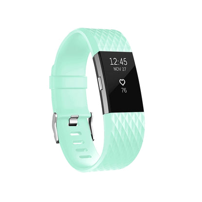 سوار ساعة رياضي قابل للتعديل بنمط ماسي لساعة FITBIT Charge 2، المقاس: كبير، 12.5×8.5 سم، كبير
