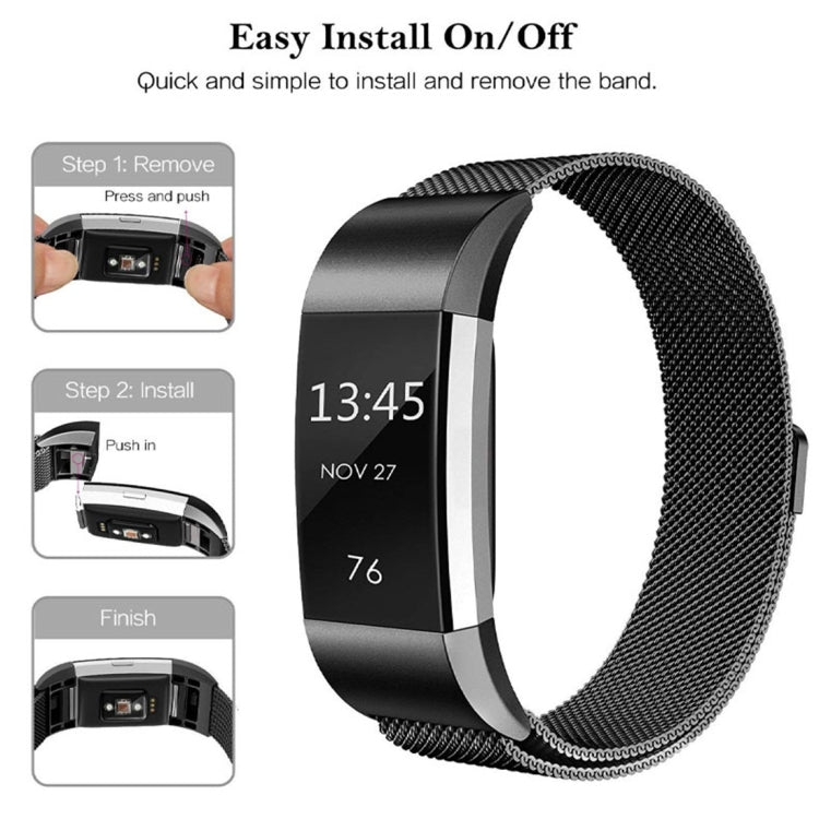 سوار ساعة ذكية من الفولاذ المقاوم للصدأ لساعة FITBIT Charge 2، المقاس: S، المقاس: S