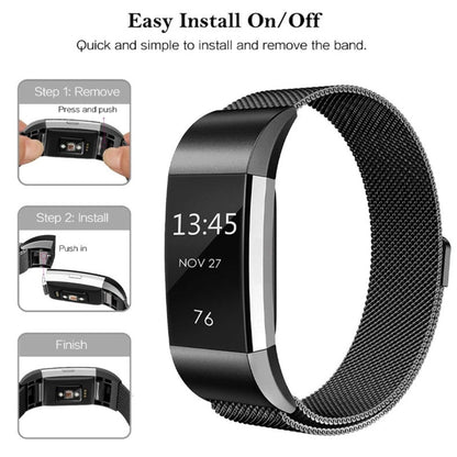 سوار ساعة ذكية من الفولاذ المقاوم للصدأ لساعة FITBIT Charge 2، المقاس: S، المقاس: S