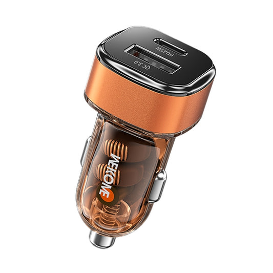 شاحن سيارة سريع شفاف من سلسلة فانجارد ميكا بمنفذ USB+Type-C من WK WP-C45، WP-C45 (برتقالي)، WP-C45 (أخضر)، WP-C45 (رمادي)