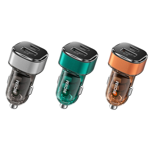 شاحن سيارة سريع شفاف من سلسلة فانجارد ميكا بمنفذ USB+Type-C من WK WP-C45، WP-C45 (برتقالي)، WP-C45 (أخضر)، WP-C45 (رمادي)