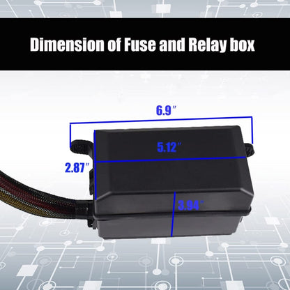 12V 5 Pin Car 6 Slots Waterproof Relay Fuse Box with Cable, 12V