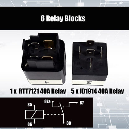 12V 5 Pin Car 6 Slots Waterproof Relay Fuse Box with Cable, 12V