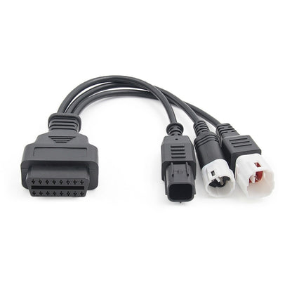 Motorcycle OBD II 3 Pin + 4 Pin + 6 Pin to 16 Pin Adapter Cable for Honda / Yamaha, For Honda / Yamaha (Black)