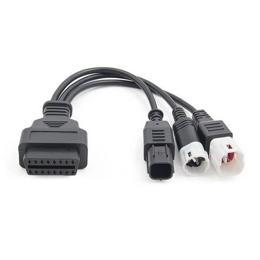 Motorcycle OBD II 3 Pin + 4 Pin + 6 Pin to 16 Pin Adapter Cable for Honda / Yamaha, For Honda / Yamaha (Black)