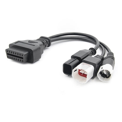 Motorcycle OBD II 3 Pin + 4 Pin + 6 Pin to 16 Pin Adapter Cable for Honda / Yamaha, For Honda / Yamaha (Black)