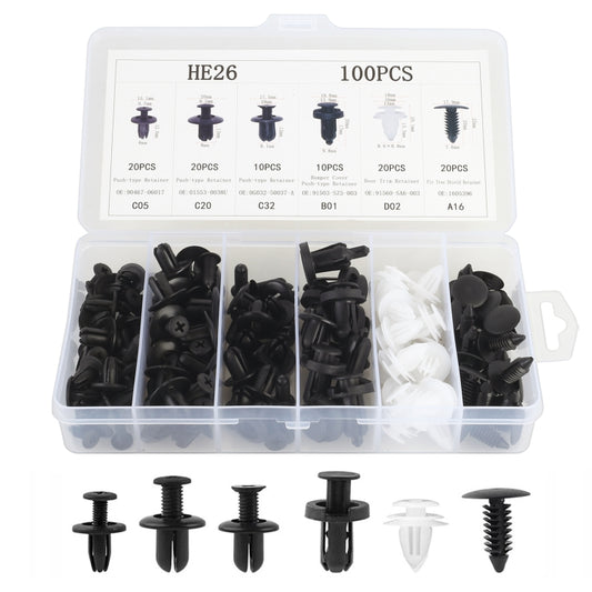 100 in 1 Universal Car Plastic Fasteners Rivet Clips Set, 100 PCS