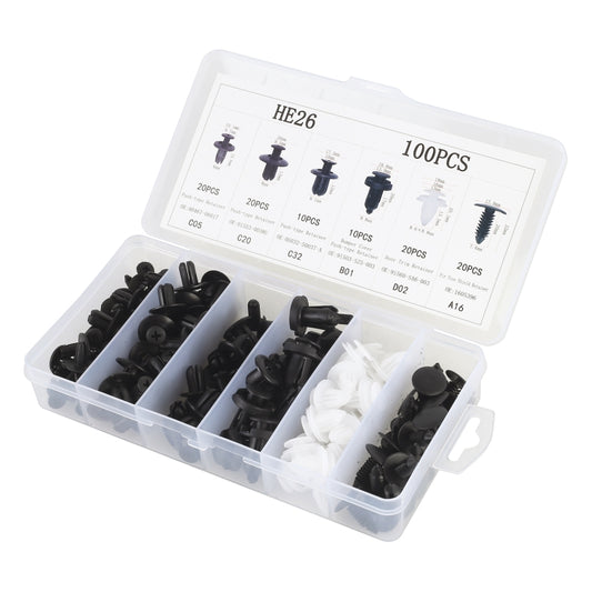 100 in 1 Universal Car Plastic Fasteners Rivet Clips Set, 100 PCS