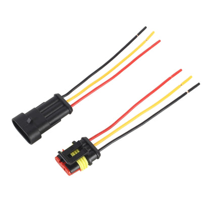 10pcs 2P Car Waterproof Plug Car Connector Plug-In, Length：10cm, 3P