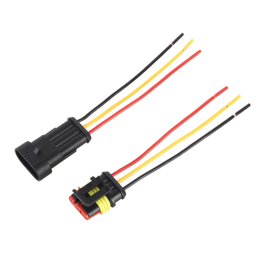10pcs 2P Car Waterproof Plug Car Connector Plug-In, Length：10cm, 3P