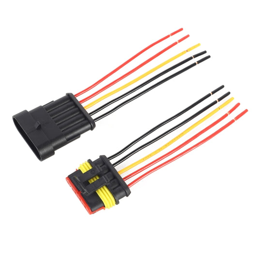 10pcs 4P Car Waterproof Plug Car Connector Plug-In, Length：10cm, 5P