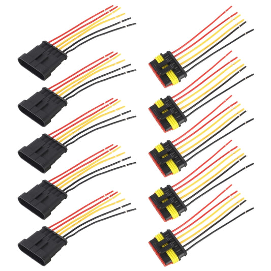 10pcs 5P Car Waterproof Plug Car Connector Plug-In, Length：10cm, 6P