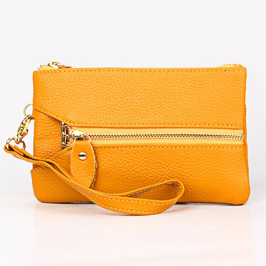 2001 Horizontal Square Litchi Texture Wallet Clutch Bag for Ladies, with Detachable Hand Strap & 6 Key Rings, Yellow, Orange, Pink, Green