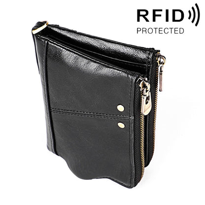 3533 Long Crazy Horse Texture Cowhide Leather Folding Anti-magnetic RFID Wallet Clutch Bag for Men, with Card Slots, 3533 Yellowish-brown, 3533 Black, 3533 Coffee, 3533 Blue, 3533 Red