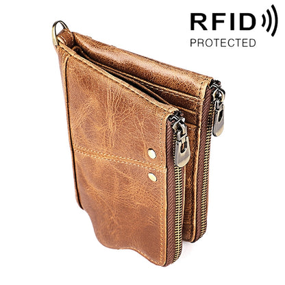 3533 Long Crazy Horse Texture Cowhide Leather Folding Anti-magnetic RFID Wallet Clutch Bag for Men, with Card Slots, 3533 Yellowish-brown, 3533 Black, 3533 Coffee, 3533 Blue, 3533 Red