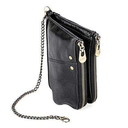LT3533 Long Crazy Horse Texture Cowhide Leather Folding Anti-magnetic RFID Wallet Clutch Bag for Men, with Card Slots & Shoulder Strap, LT3533 Black, LT3533 Coffee, LT3533 Blue, LT3533 Red, LT3533 Yellowish-brown