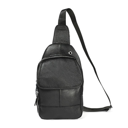 6023 Casual Litchi Texture Soft Face Full-grain Cowhide One Shoulder Crossbody Bag for Men, Red, Brown, Black, Coffee