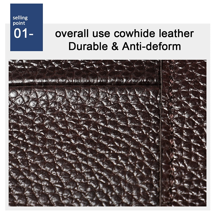 6023 Casual Litchi Texture Soft Face Full-grain Cowhide One Shoulder Crossbody Bag for Men, Red, Brown, Black, Coffee