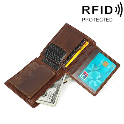 8020 Horizontal Retro Crazy Horse Texture Leather Anti-magnetic RFID Wallet Clutch Bag for Men, with Card Slots, 8020 Yellowish-brown, 8020 Black, 8020 Coffee