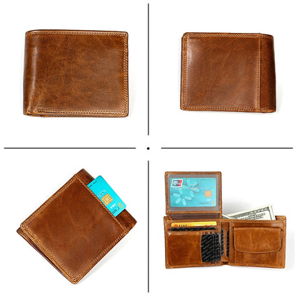 8020 Horizontal Retro Crazy Horse Texture Leather Anti-magnetic RFID Wallet Clutch Bag for Men, with Card Slots, 8020 Yellowish-brown, 8020 Black, 8020 Coffee