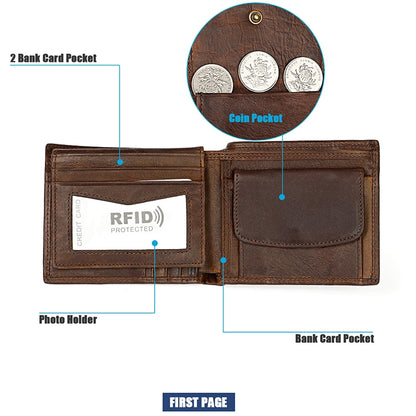 8020 Horizontal Retro Crazy Horse Texture Leather Anti-magnetic RFID Wallet Clutch Bag for Men, with Card Slots, 8020 Yellowish-brown, 8020 Black, 8020 Coffee