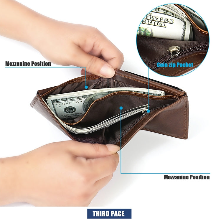 8020 Horizontal Retro Crazy Horse Texture Leather Anti-magnetic RFID Wallet Clutch Bag for Men, with Card Slots, 8020 Yellowish-brown, 8020 Black, 8020 Coffee