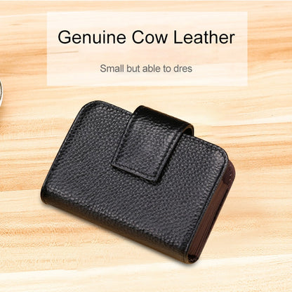 KB188 Horizontal Cowhide Leather Organ Shape Multiple Card Slots Anti-magnetic RFID Wallet for Ladies, with Transparent Window, KB188 Black, KB188 Coffee, KB188 Purple, KB188 Rose Red, KB188 Sapphire Blue