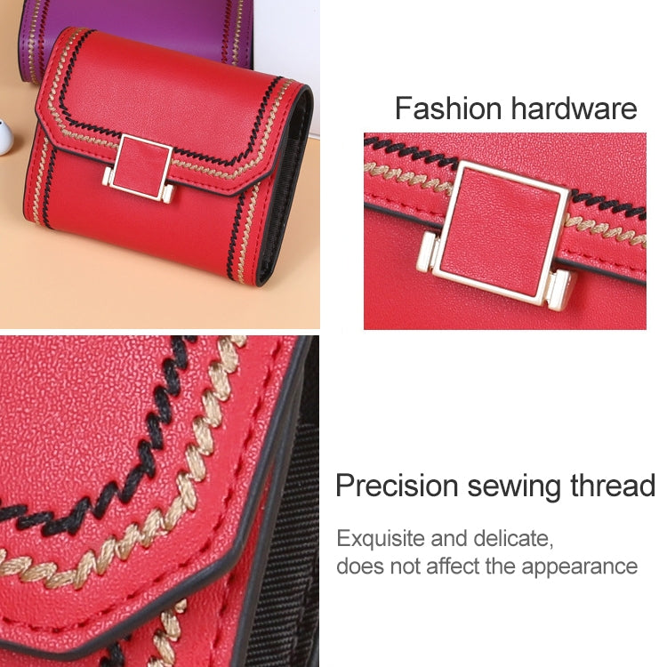 KB190 Cover Type Snap Button Cowhide Leather Organ Shape Multiple Card Slots Anti-magnetic RFID Wallet for Ladies, KB190 Pink, KB190 Lake Blue, KB190 Light Purple, KB190 Purple, KB190 Army Green, KB190 Dark Blue