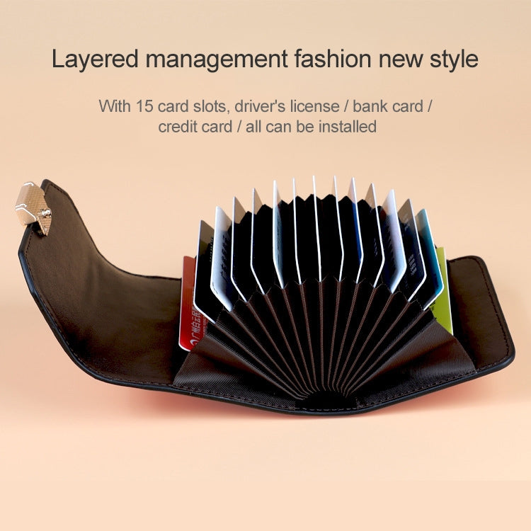 KB190 Cover Type Snap Button Cowhide Leather Organ Shape Multiple Card Slots Anti-magnetic RFID Wallet for Ladies, KB190 Pink, KB190 Lake Blue, KB190 Light Purple, KB190 Purple, KB190 Army Green, KB190 Dark Blue