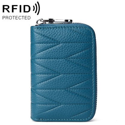 KB191 Zipper Cowhide Leather Organ Shape Multiple Card Slots Anti-magnetic RFID Wallet Clutch Bag for Ladies