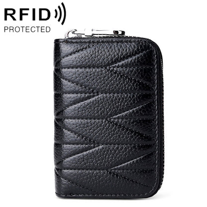 KB191 Zipper Cowhide Leather Organ Shape Multiple Card Slots Anti-magnetic RFID Wallet Clutch Bag for Ladies