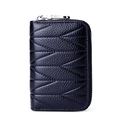 KB191 Zipper Cowhide Leather Organ Shape Multiple Card Slots Anti-magnetic RFID Wallet Clutch Bag for Ladies