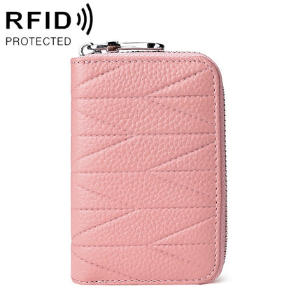 KB191 Zipper Cowhide Leather Organ Shape Multiple Card Slots Anti-magnetic RFID Wallet Clutch Bag for Ladies