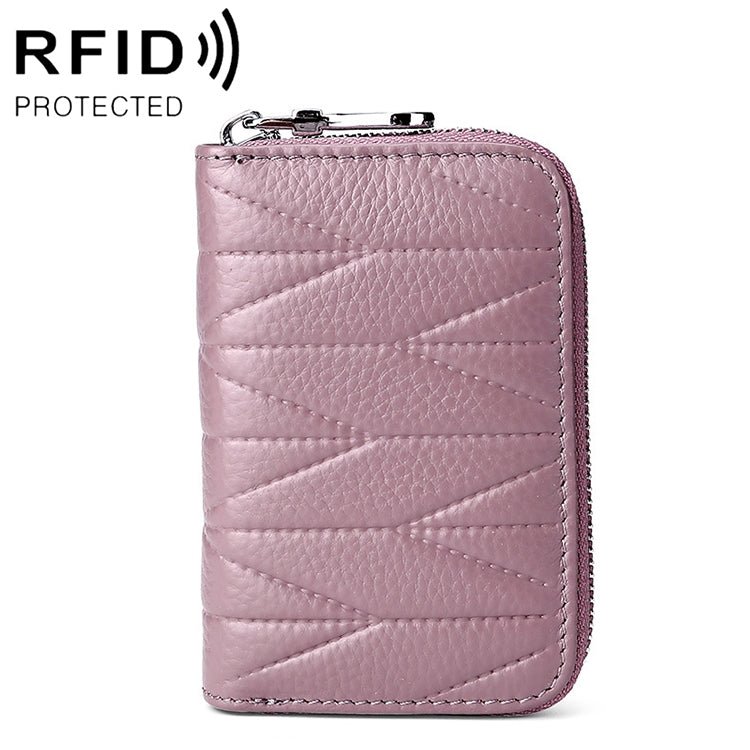 KB191 Zipper Cowhide Leather Organ Shape Multiple Card Slots Anti-magnetic RFID Wallet Clutch Bag for Ladies