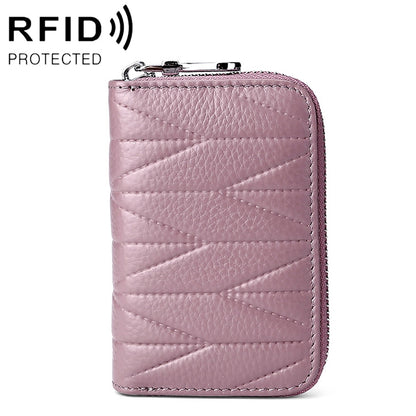 KB191 Zipper Cowhide Leather Organ Shape Multiple Card Slots Anti-magnetic RFID Wallet Clutch Bag for Ladies