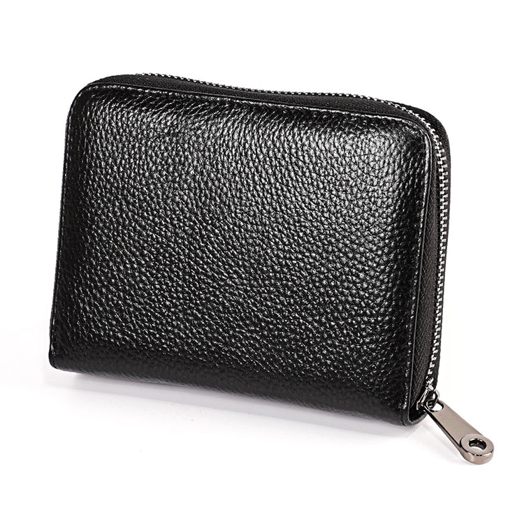 KB195 Zipper Cowhide Leather Double Row Organ Shape Multiple Card Slots Anti-magnetic RFID Wallet Clutch Bag for Ladies, KB195 Black, KB195 Coffee, KB195 Pink, KB195 Purple, KB195 Rose Red