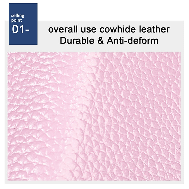 KB195 Zipper Cowhide Leather Double Row Organ Shape Multiple Card Slots Anti-magnetic RFID Wallet Clutch Bag for Ladies, KB195 Black, KB195 Coffee, KB195 Pink, KB195 Purple, KB195 Rose Red