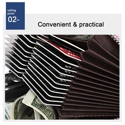 KB195 Zipper Cowhide Leather Double Row Organ Shape Multiple Card Slots Anti-magnetic RFID Wallet Clutch Bag for Ladies, KB195 Black, KB195 Coffee, KB195 Pink, KB195 Purple, KB195 Rose Red
