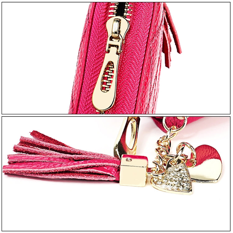 KB213 Diamond Texture Zipper Cowhide Leather Double Row Organ Shape Multiple Card Slots Anti-magnetic RFID Wallet Clutch Bag for Ladies, KB213 Pink, KB213 Blue, KB213 Light Pink, KB213 Rose Red, KB213 Black