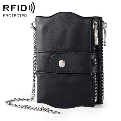 LT3539 Cowhide Leather Zipper Buckle Anti-magnetic RFID Wallet Clutch Bag for Men, with Card Slots & Shoulder Strap, LT3539 Shoulder Strap Black, LT3539 Shoulder Strap Blue, LT3539 Strap Red, LT3539 Yellowish-brown