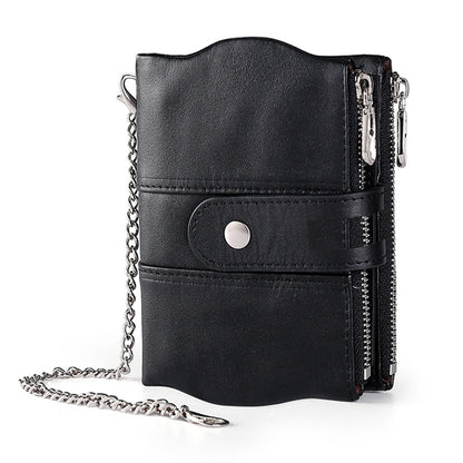 LT3539 Cowhide Leather Zipper Buckle Anti-magnetic RFID Wallet Clutch Bag for Men, with Card Slots & Shoulder Strap, LT3539 Shoulder Strap Black, LT3539 Shoulder Strap Blue, LT3539 Strap Red, LT3539 Yellowish-brown
